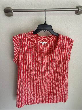 CAbi Madeleine Top In Coral & White Style Number 294